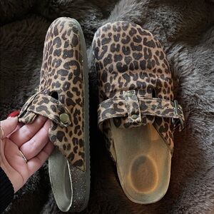 Leopard Print Slip-On Clogs